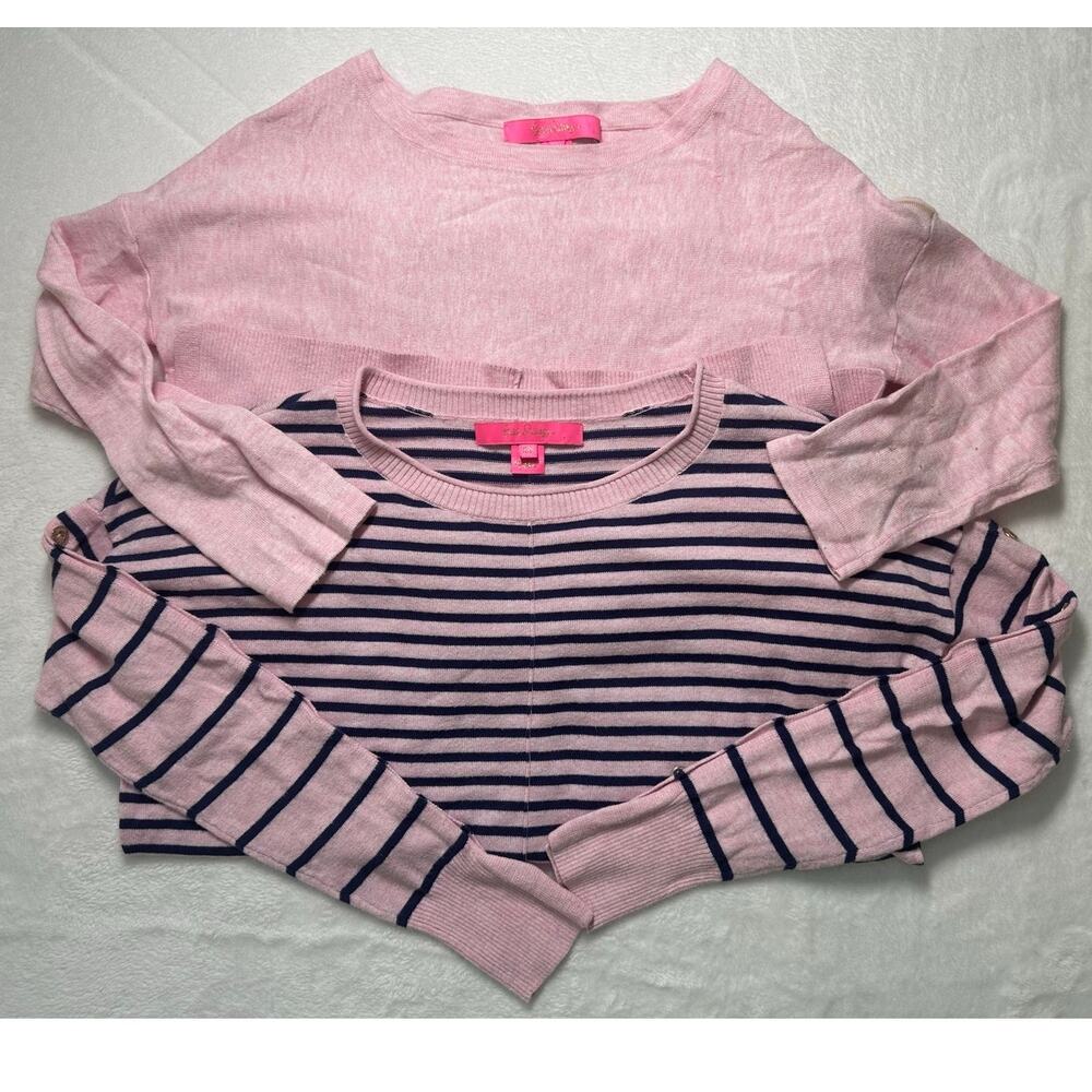 Lilly Pulitzer Cotton Blend Sweater Bundle Size XXS Striped EUC Spring Weight